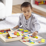 Melissa &amp; Doug Pattern Blocks and Boards - Classic Toy With 120 Solid Wood Shapes and 5 Double-Sided Panels